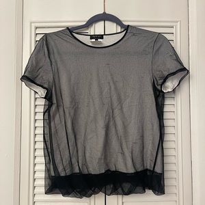 INDIVI Vintage Top with Mesh Overlay SZ 40